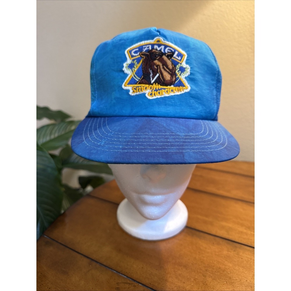 Vintage Joe Camel Cigarettes Smooth Character SnapBack Hat in Blue Tie Dye